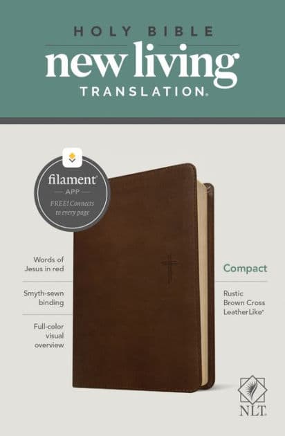 NLT Compact Bible, Filament Enabled (LeatherLike, Rustic Brown, Red Letter) by Tyndale