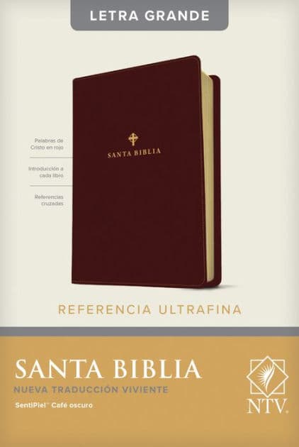 Santa Biblia NTV, Edición de referencia ultrafina, letra grande (SentiPiel, Café oscuro , Letra Roja) by Tyndale