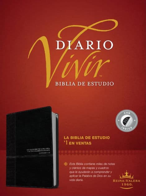 Biblia de estudio del diario vivir RVR60 (SentiPiel, Negro/Ónice, Índice, Letra Roja) by Tyndale