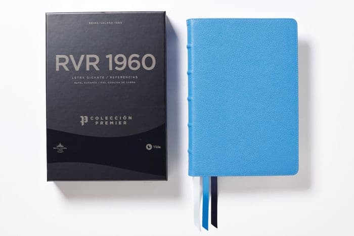 RVR60, Santa Biblia, Colección Premier, Letra gigante, Interior a dos colores, Piel genuina de cabra, Azul, Comfort Print: Edición Limitada by Vida