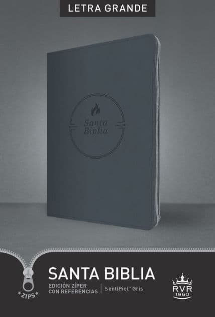 Santa Biblia RVR60, Edición zíper con referencias, letra grande (SentiPiel, Gris, Letra Roja) by Tyndale Bible