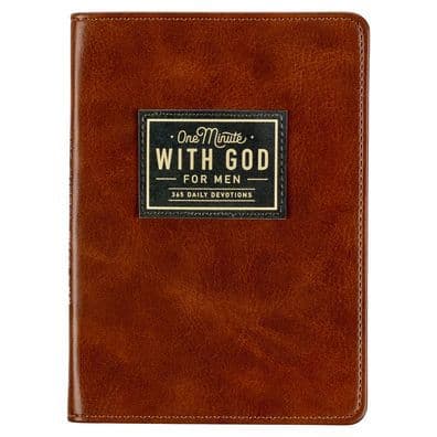 One Minute with God for Men 365 Devotions, Brown Faux Leather Flexcover by Christian Art Gifts