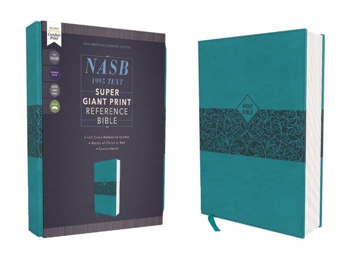 NASB, Super Giant Print Reference Bible, Leathersoft, Teal, Red Letter, 1995 Text, Comfort Print by Zondervan