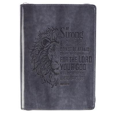 Strong & Courageous Classic Lux-Leather Zip Journal by Unknown Author