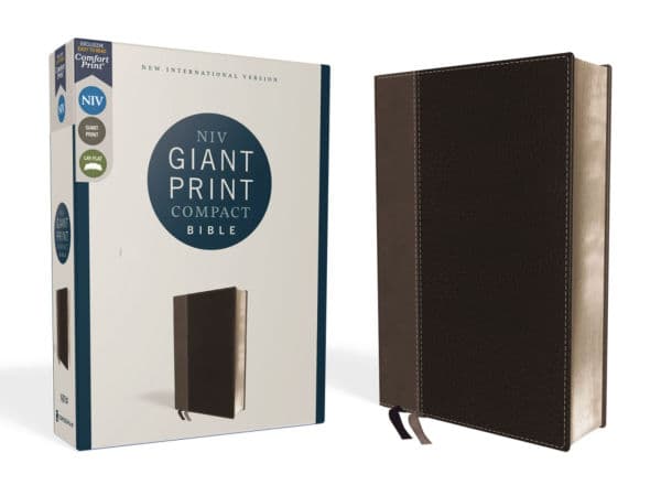 NIV, Giant Print Compact Bible, Leathersoft, Black, Red Letter, Comfort Print by Zondervan
