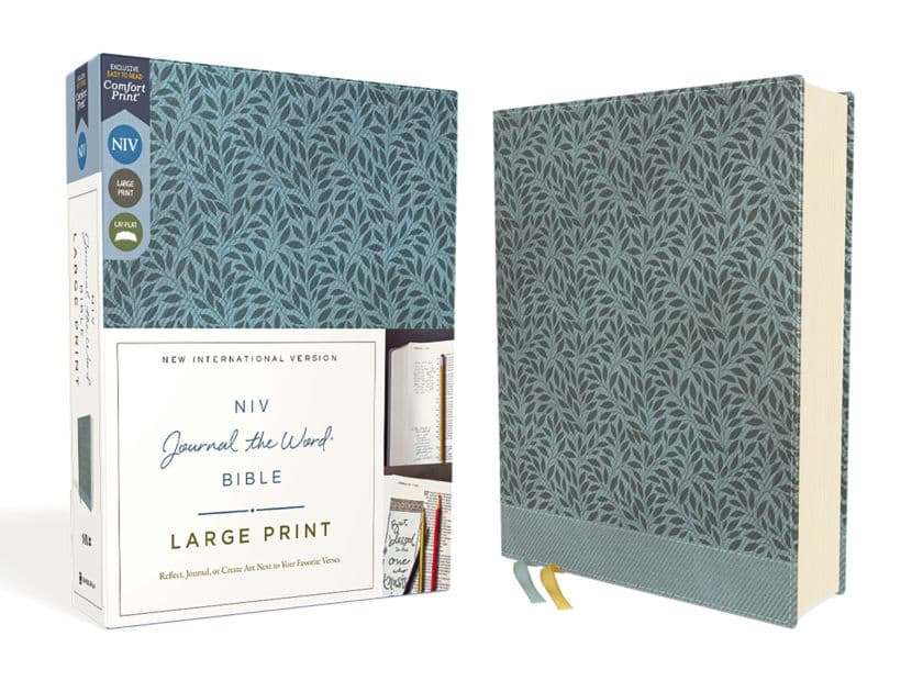NIV, Journal the Word Bible (Perfect for Note-Taking), Large Print, Leathersoft, Teal, Red Letter, Comfort Print: Reflect, Take Notes, or Create Art Next to Your Favorite Verses by Zondervan