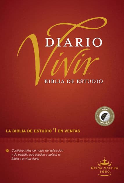 Biblia de estudio del diario vivir RVR60 (Tapa dura, Vino tinto, Índice, Letra Roja) by Tyndale