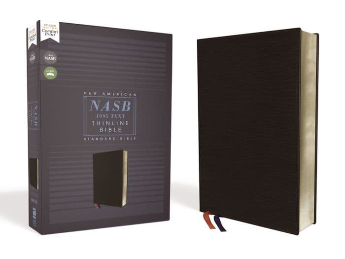 NASB, Thinline Bible, Bonded Leather, Black, Red Letter, 1995 Text, Comfort Print by Zondervan