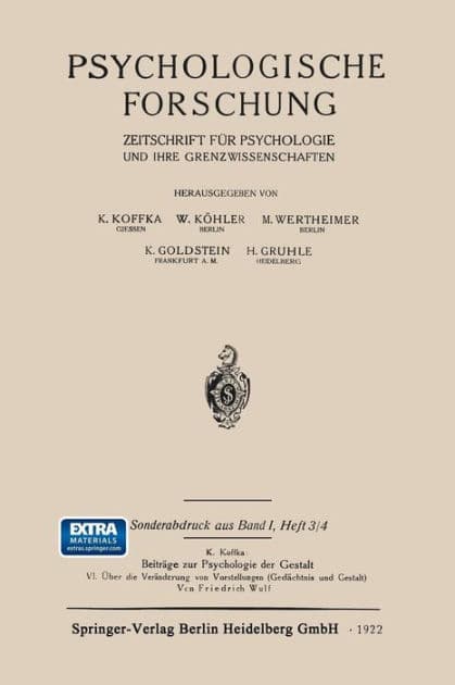 Psychologische Forschung: Zeitschrift für Psychologie und ihre Grenzwissenschaften by Friedrich Wulf