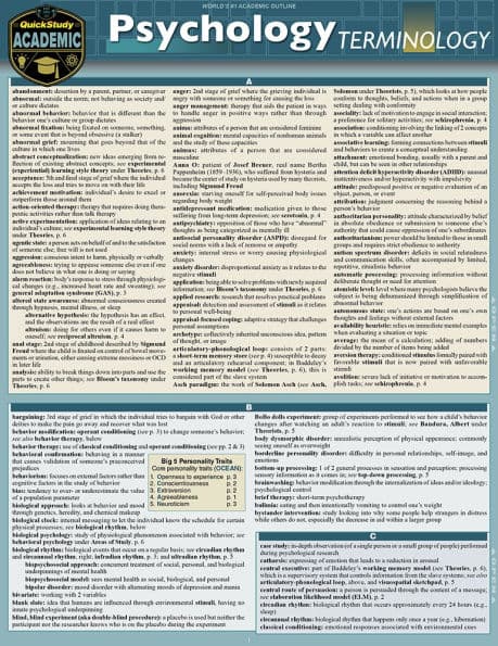 Psychology Terminology: a QuickStudy Laminated Reference Guide by Regina Snyder