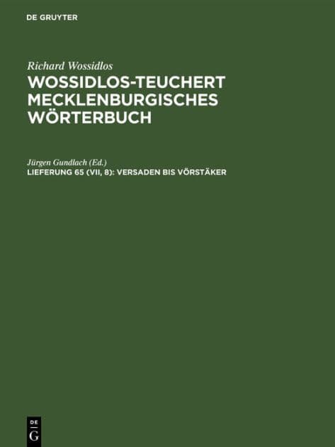 Versaden bis Vörstäker by Jürgen Gundlach