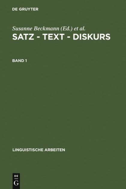 Satz - Text - Diskurs. Band 1 by Susanne Beckmann