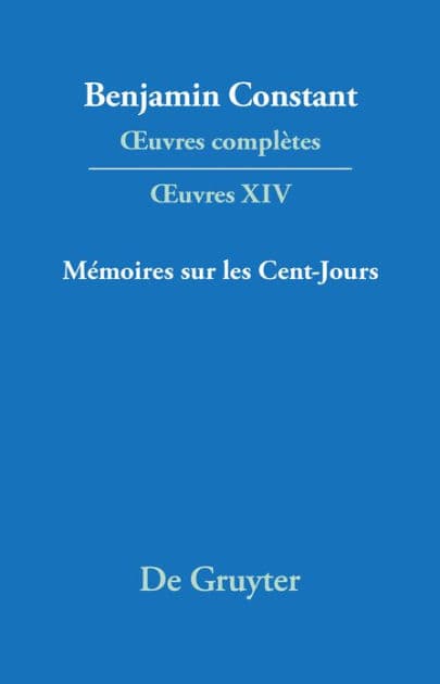 Mémoires sur les Cent-Jours by Kurt Kloocke