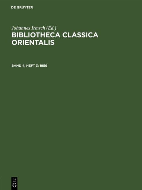 Bibliotheca Classica Orientalis. Band 4, Heft 3 by Institut für griechisch-römische Altertumskunde bei der Deutschen Akademie der Wissenschaften zu Ber