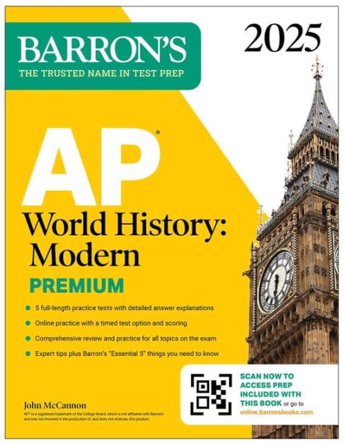 AP World History: Modern Premium, 2025: Prep Book with 5 Practice Tests + Comprehensive Review + Online Practice by Barron's Educational Series