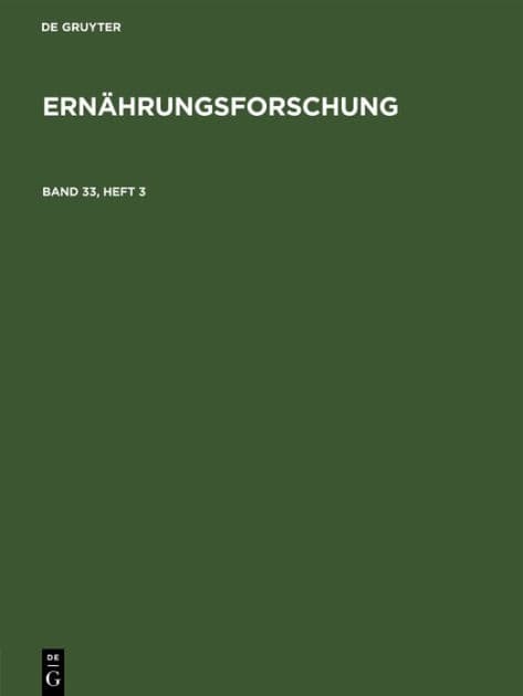 Ernährungsforschung by De Gruyter