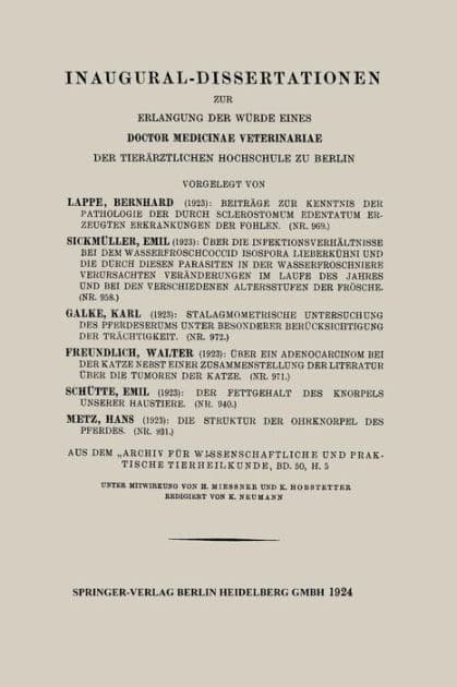 Beiträge zur Kenntnis der Pathologie der durch Sclerostomum Edentatum erzeugten Erkrankungen der Fohlen by Bernhard Lappe
