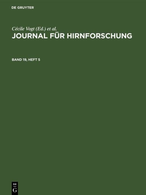 Journal für Hirnforschung. Band 19, Heft 5 by Anthony Paris
