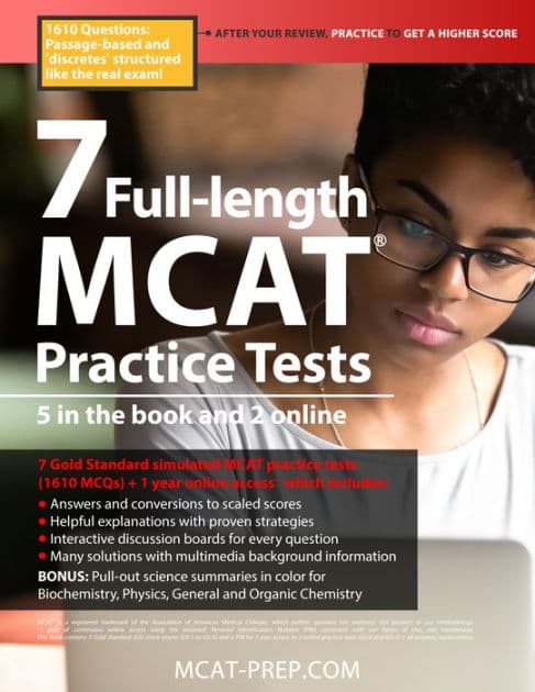 7 Full-Length MCAT Practice Tests: 5 in the Book and 2 Online, 1610 MCAT Practice Questions Based on the Aamc Format by Dr. Brett Ferdinand