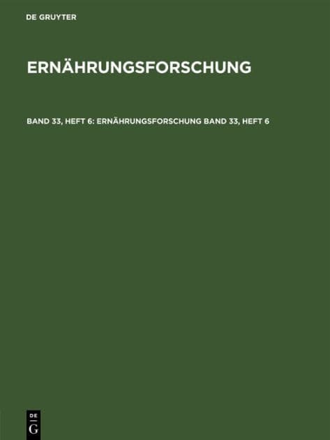Ernährungsforschung by De Gruyter