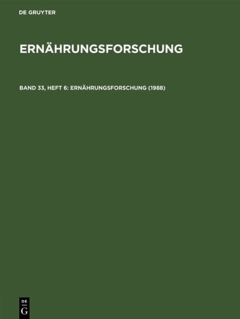 1988: Ernf-B, Band 33, Heft 6 by De Gruyter