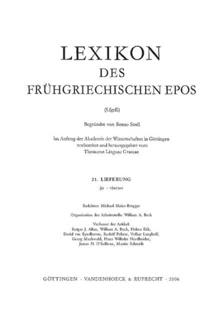 Lexikon des fruhgriechischen Epos Lfg. 21: ra - tektwn by Thesaurus Linguae Graecae