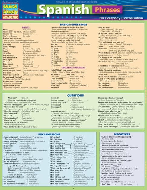 Spanish Phrases: QuickStudy Laminated Reference Guide by Joseph Levi