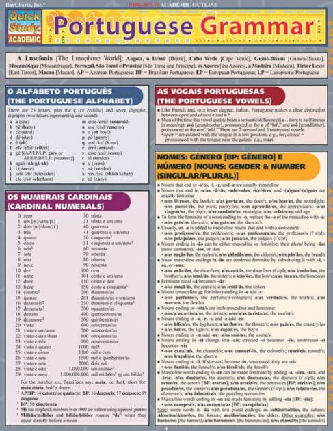 Portuguese Grammar: QuickStudy Laminated Reference Guide by Joseph Levi