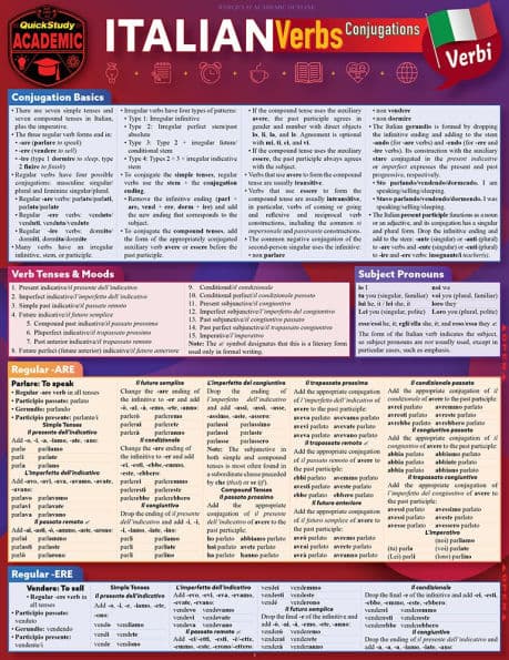 Italian Verbs - Conjugations: a QuickStudy Laminated Reference Guide by Sally-Ann DelVino MA