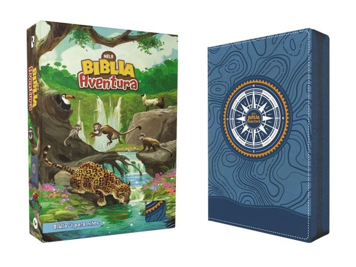 NBLA, Biblia Aventura, Interior a color, Leathersoft, Azul, con Cierre, Comfort Print