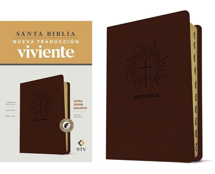 Santa Biblia NTV, letra súper gigante (SentiPiel, Café oscuro , Índice, Letra Roja)