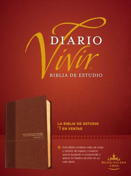 Biblia de estudio del diario vivir RVR60 (SentiPiel, Café/Café claro, Letra Roja)