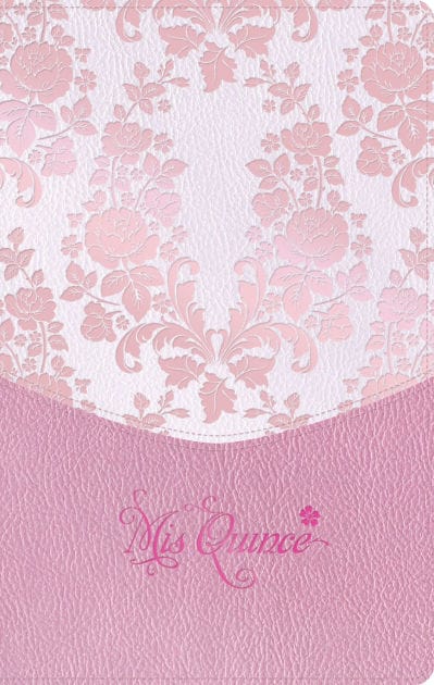 RVR 1960 Biblia mis quince, rosa floreado, símil piel
