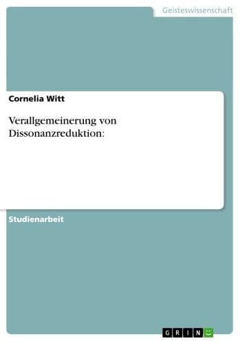 Verallgemeinerung von Dissonanzreduktion: