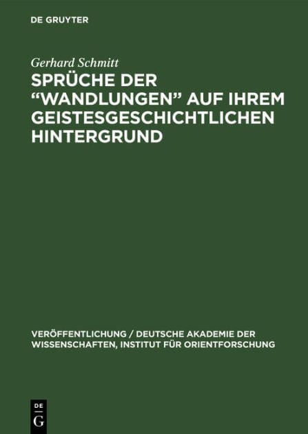 Sprüche der "Wandlungen" auf ihrem geistesgeschichtlichen Hintergrund