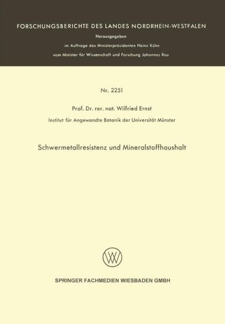 Schwermetallresistenz und Mineralstoffhaushalt