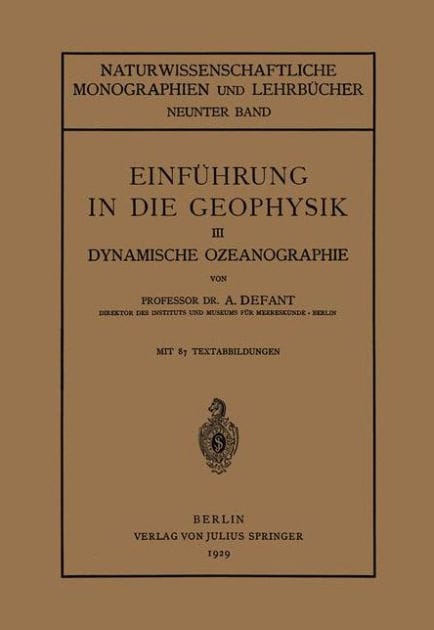 Einf�hrung in die Geophysik: III Dynamische Ozeanographie