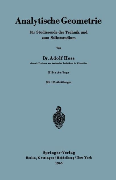 Analytische Geometrie f�r Studierende der Technik und zum Selbststudium