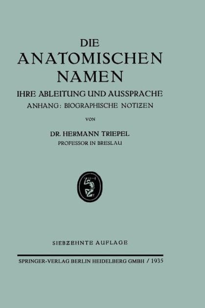 Die Anatomischen Namen: Ihre Ableitung und Aussprache