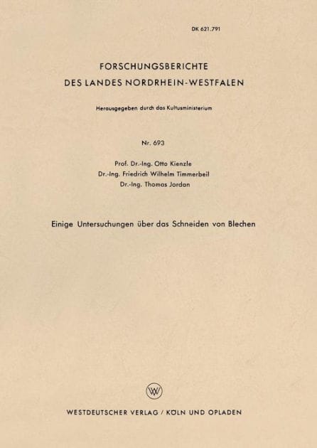 Einige Untersuchungen über das Schneiden von Blechen