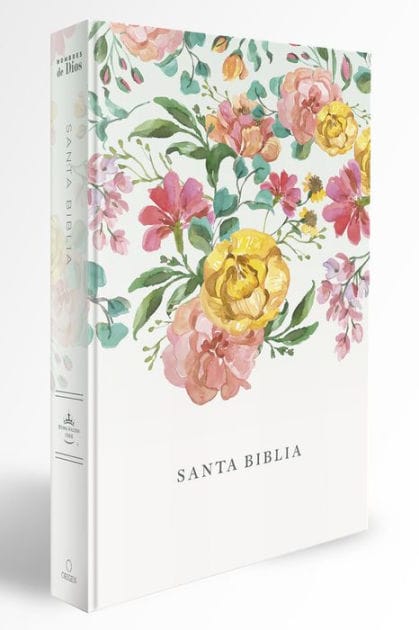 Biblia Reina Valera 1960 tamaño manual, tapa dura, flores rosadas / Spanish Bible RVR 1960 Handy Size, LP, HC, pink flowers