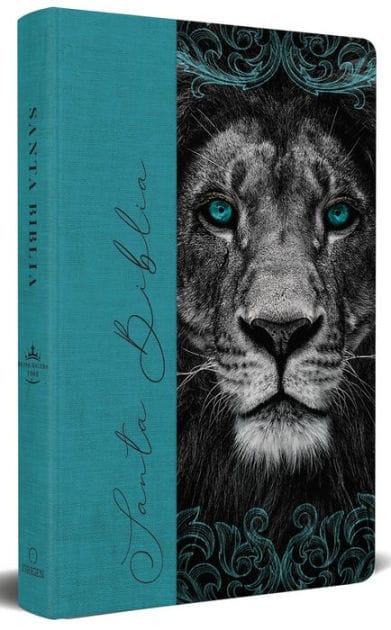 Biblia RVR 1960 letra grande, tamaño manual, tapa dura de tela León aguamarina / Spanish Bible RVR 1960 Handy Size Large Print Hardcover Cloth Lion Aquamarin