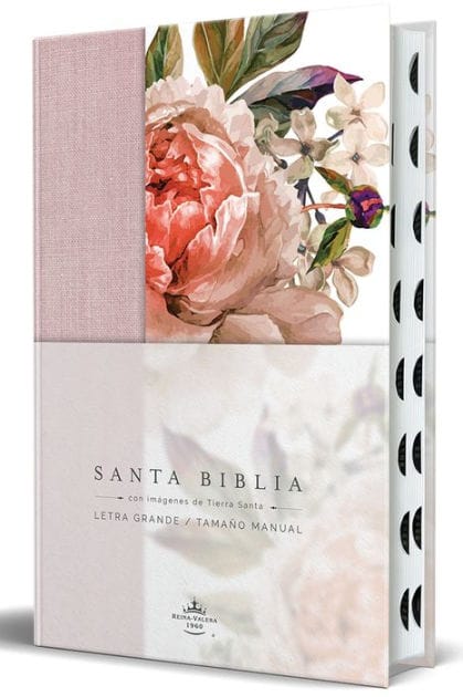 Biblia Reina Valera 1960 letra grande. Tela rosada con flores, manual con índice / Spanish Bible RVR 1960, Large Print, Pink Floral Cloth with Index