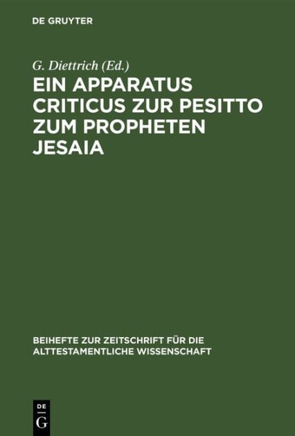 Ein Apparatus criticus zur Pesitto zum Propheten Jesaia