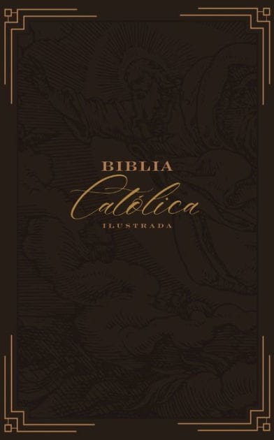 Biblia Católica, Ilustrada, Piel genuina, Café, Comfort Print