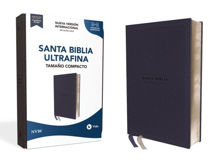 NVI, Santa Biblia, Revisión 2022, Ultrafina, Tamaño compacto, Leathersoft, Azul marino, Palabras de Jesús en Rojo, Comfort Print