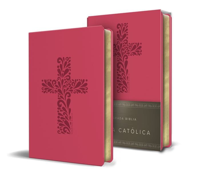 Biblia Católica en español. Símil piel fucsia, tamaño compacto / Catholic Bible. Spanish-Language, Leathersoft, Fuchsia, Compact
