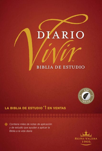 Biblia de estudio del diario vivir RVR60 (Tapa dura, Vino tinto, Índice, Letra Roja)