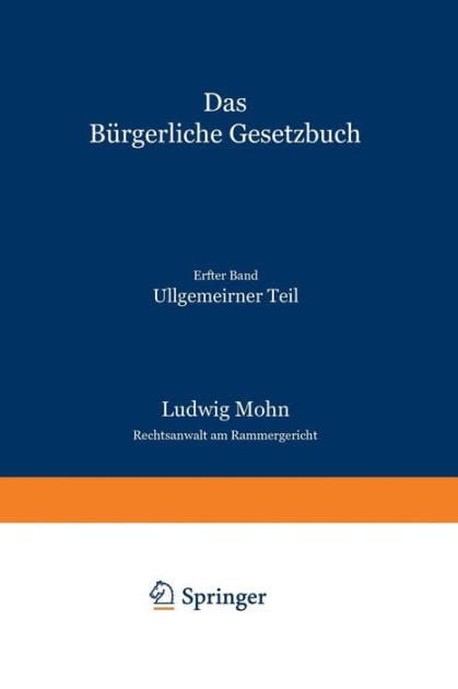 Das B�rgerliche Gesetzbuch: Allgemeiner Teil