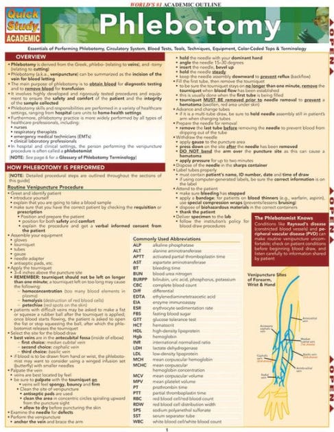 Phlebotomy: QuickStudy Laminated Reference Guide